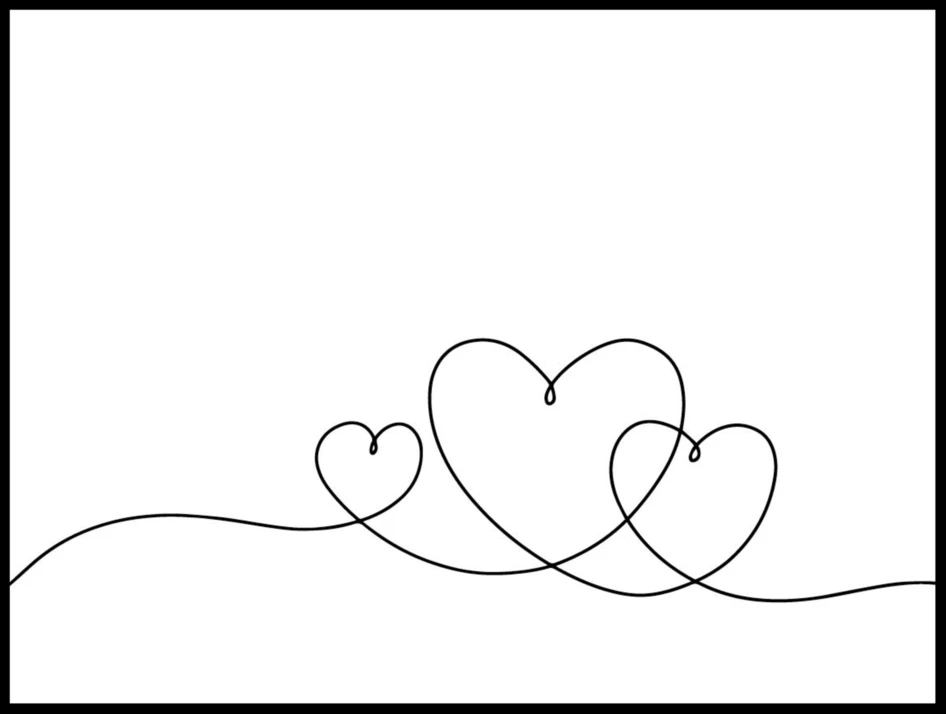 Hjärtan på tråd, 3 st. - Poster - Vit