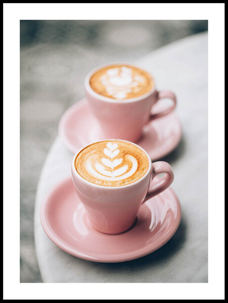 Rosa kaffekoppar - Poster - Rosa