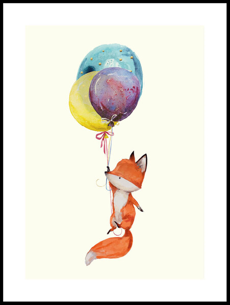 Räven och ballongerna - Poster - Beige