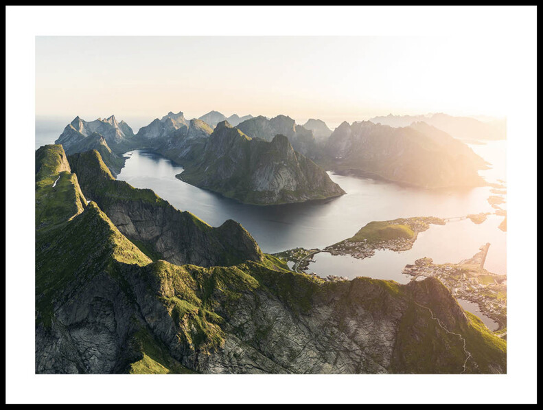 Solnedgång över Lofoten - Poster - Grön