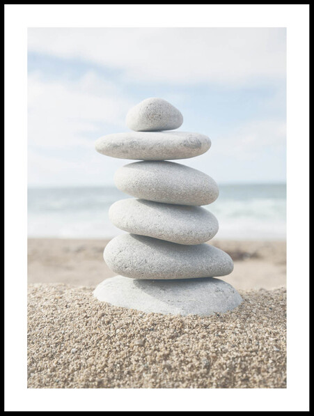 Stenar på strand - Poster - Beige