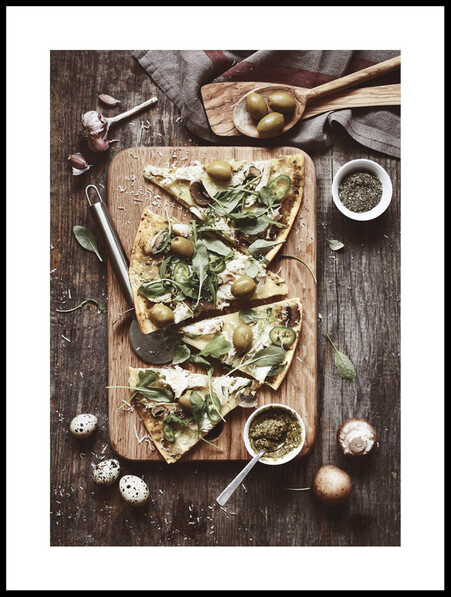 Vegetarisk pizza - Poster - Brun