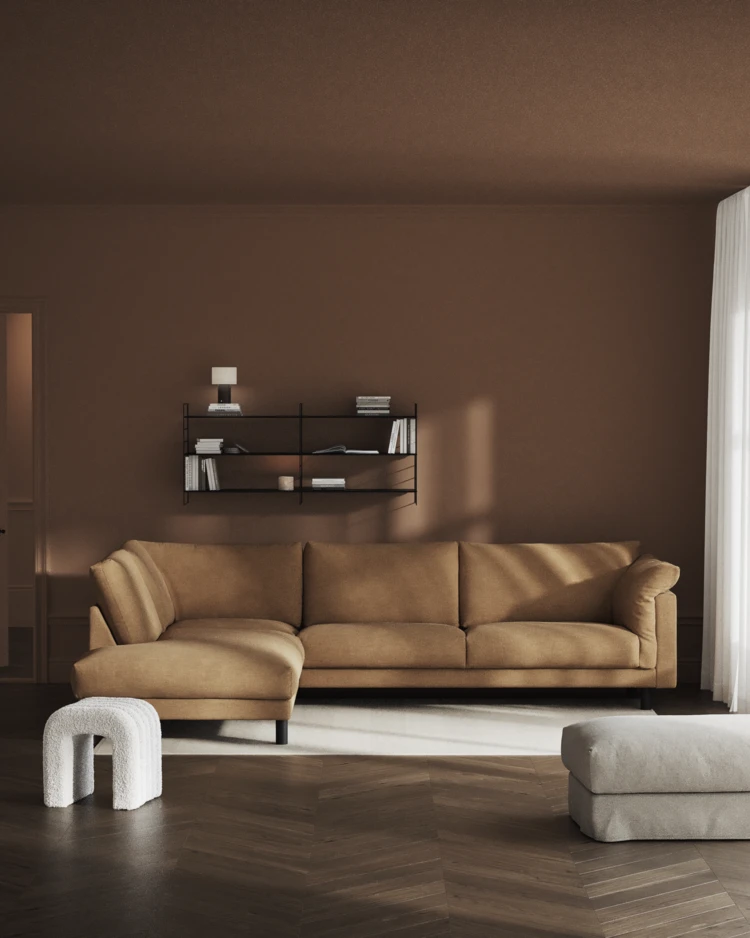 Cherrie - 3-sits soffa med divan vänster, fast klädsel - inspiration