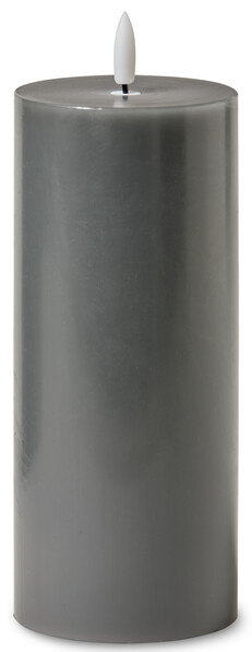 Blänka - LED-ljus, H 22 Ø 8 cm, timer - Grå