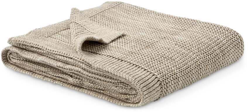 Loa - Stickad pläd, 125x150 cm - Beige