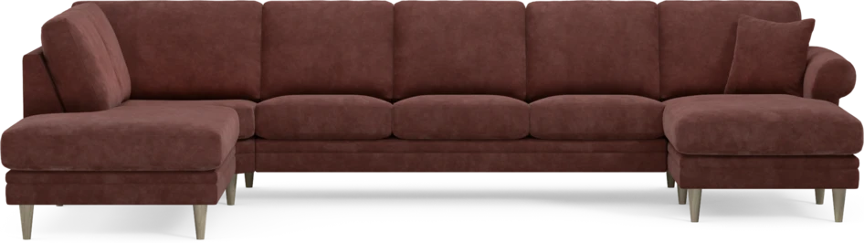 Eden - 3-sits soffa med divan vänster och schäslong höger - Röd