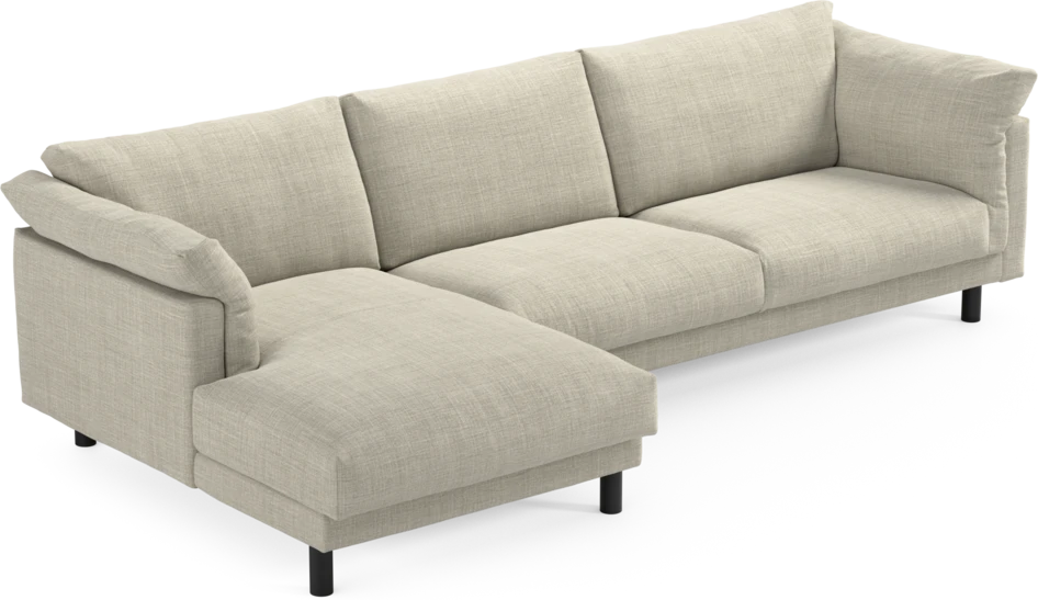 Cherrie - 3-sits soffa med schäslong vänster, fast klädsel - Beige