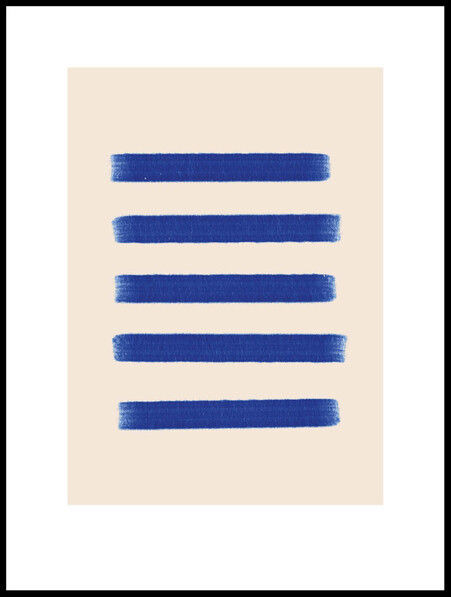 Blå Ränder  - Poster - Beige