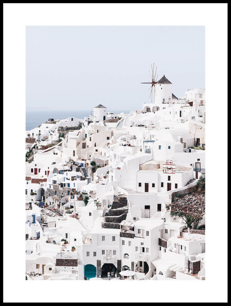 By i Santorini - Poster - Vit