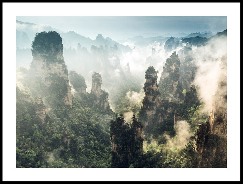 Dimmiga Berg i Kina  - Poster - Grön