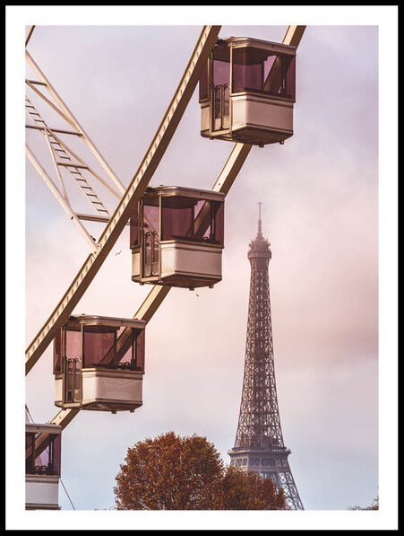 Eiffeltorn & Pariserhjul - Poster - Brun