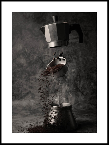 Fallande Kaffe  - Poster - Svart