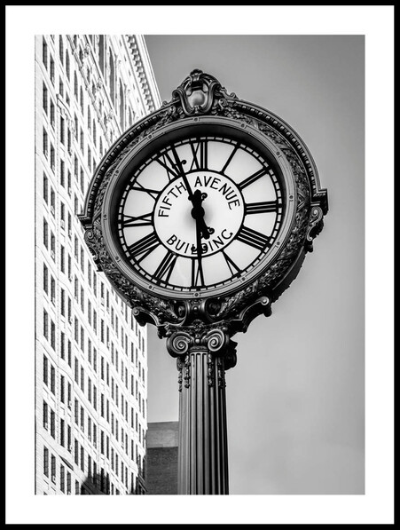 Fifth Avenue Klocka  - Poster - Svart