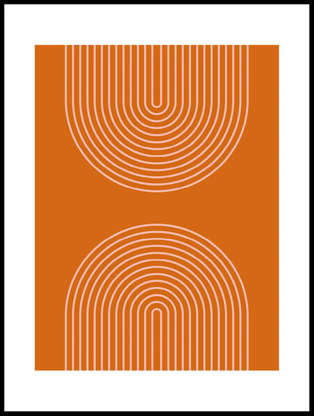 Orangea Runda Linjer  - Poster - Orange