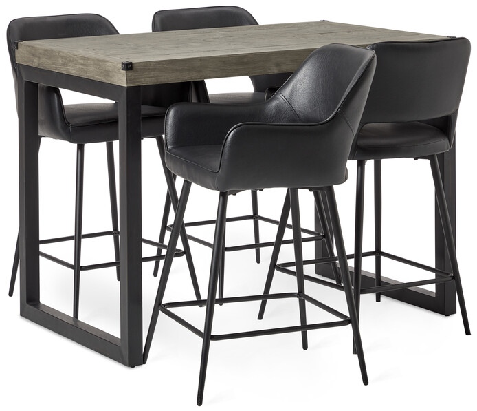 Woodenforge - Matgrupp med 4 barstolar Gordon - Svart