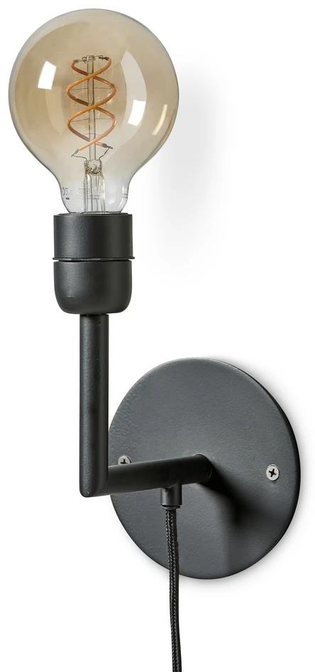 Base - Vägglampa, H22 Ø13 cm - Svart