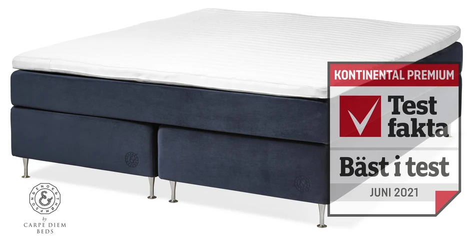 Cape Farewell Comfort - Kontinentalsäng, dubbelsäng med bäddmadrass Fiord Soft - Blå