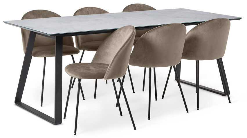 Remo - Matgrupp med 6 stolar Molly - Beige