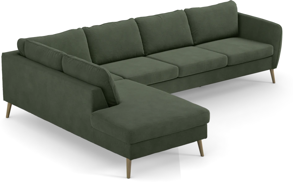 County - 3-sits soffa med divan vänster - Grön