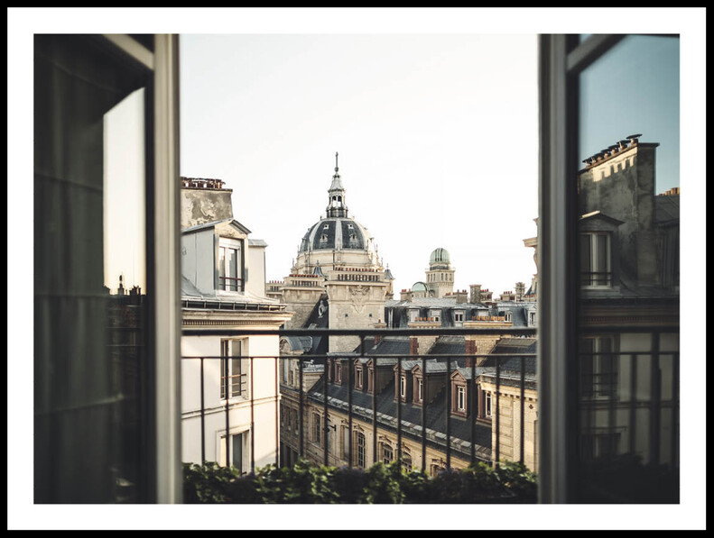 Balkongvy i Paris - Poster - Vit