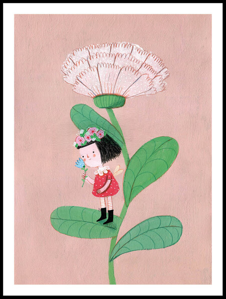 Flickan och Blomman - Poster - Grön