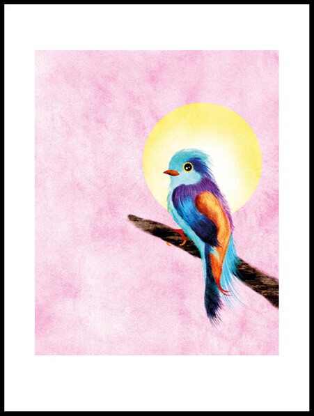 Liten Fågel - Poster - Blå