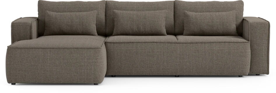 Ide - Bäddsoffa 3-sits med schäslong vänster - Brun