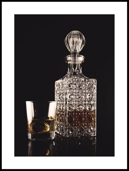 Whiskeykaraff Och Glas - Poster - Grå