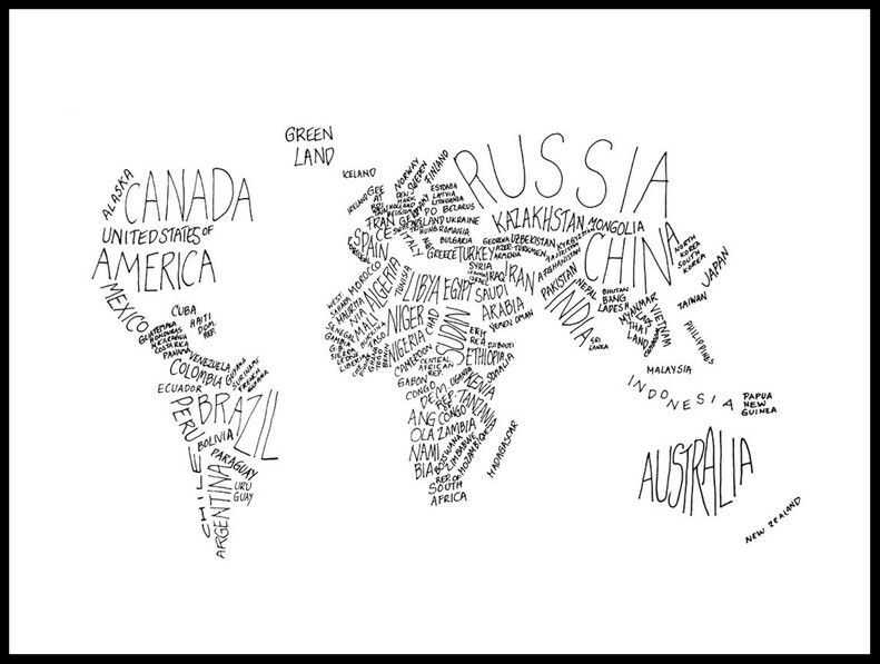 Världens Länder - Poster - Svart