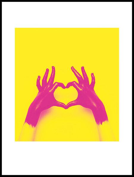 Rosa Händer Gul Bakgrund - Poster - Rosa