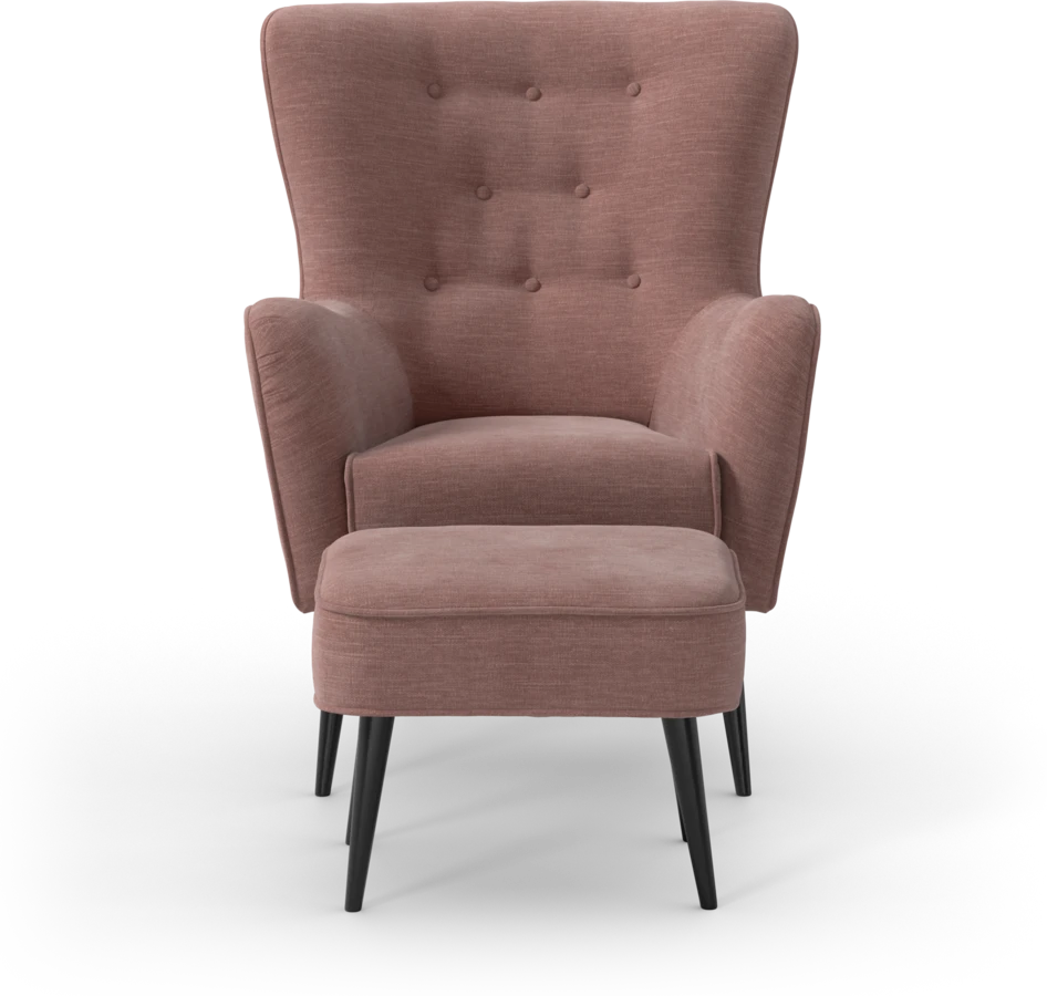 Cordelia - Fåtölj med fotpall - Rosa