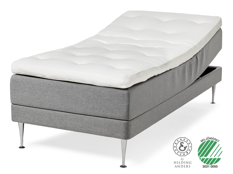 Asperö - Ställbar säng, enkelsäng med bäddmadrass Asperö Comfort - Grå