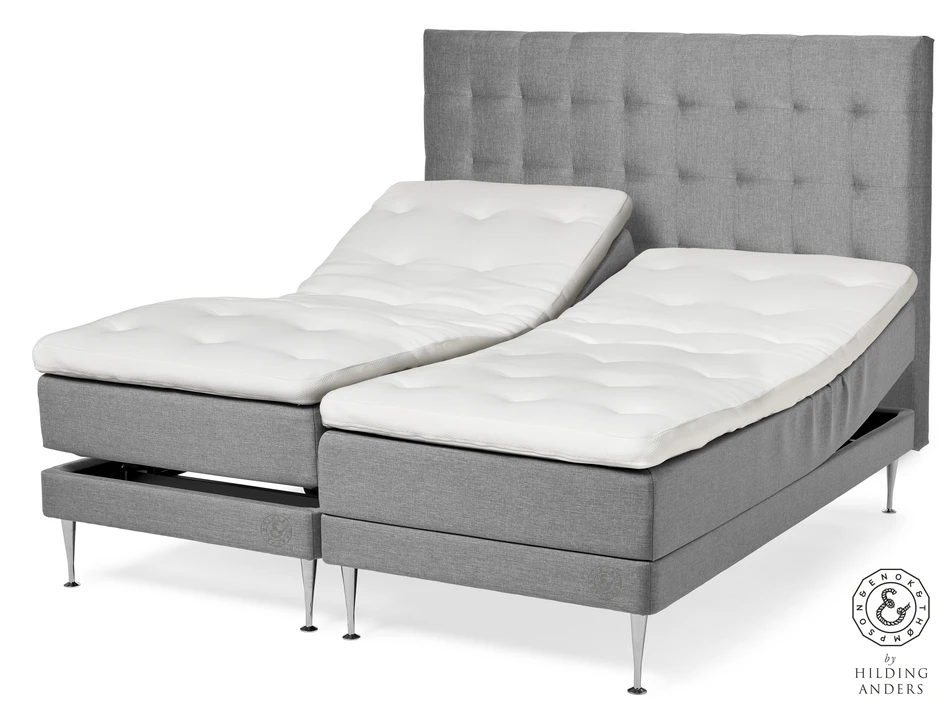 Asperö - Ställbar säng, enkelsäng med bäddmadrass Asperö Comfort - Grå