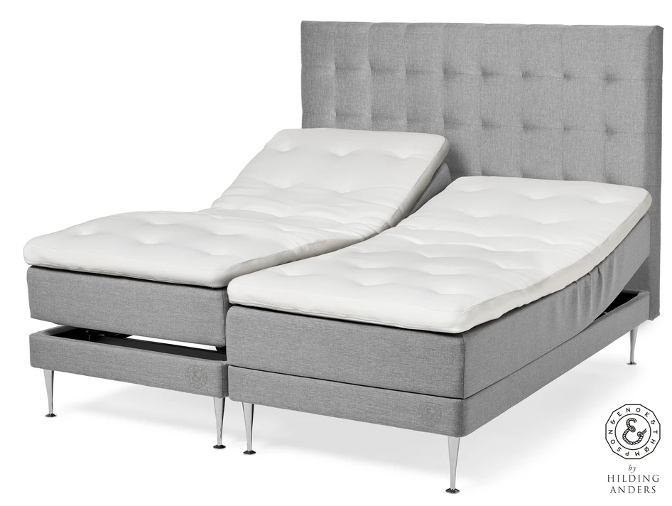 Asperö - Ställbar säng, enkelsäng med bäddmadrass Asperö Comfort - Grå