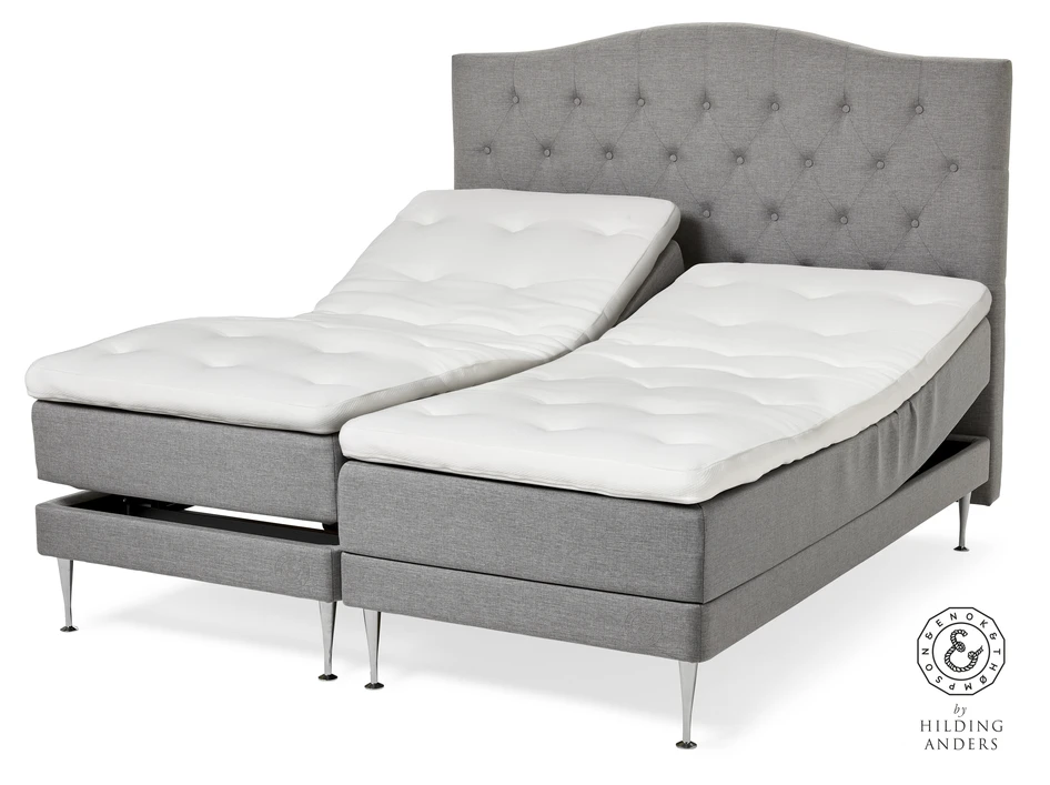 Asperö - Ställbar säng, enkelsäng med bäddmadrass Asperö Comfort - Grå