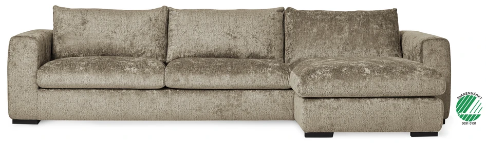 Vida Plus - 3-sits soffa med schäslong höger - Brun