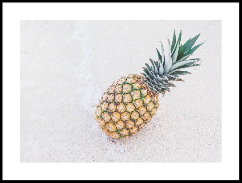 Ananas På Strand - Poster - Gul