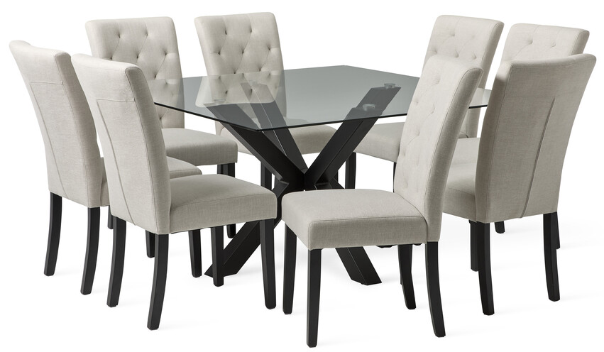 Sandor - Matgrupp med 8 stolar Dorotea - Beige