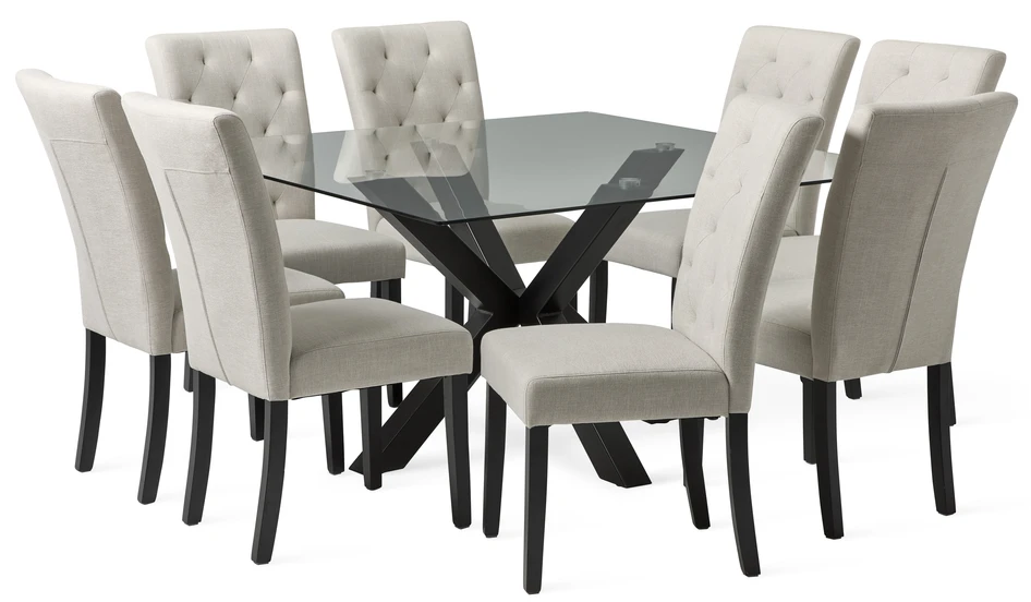 Sandor - Matgrupp med 8 stolar Dorotea - Beige