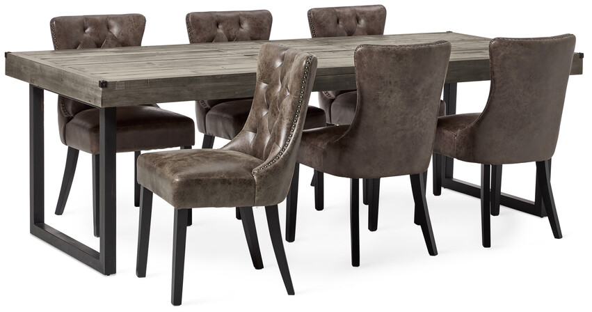 Woodenforge - Matgrupp med 6 stolar Dora - Brun