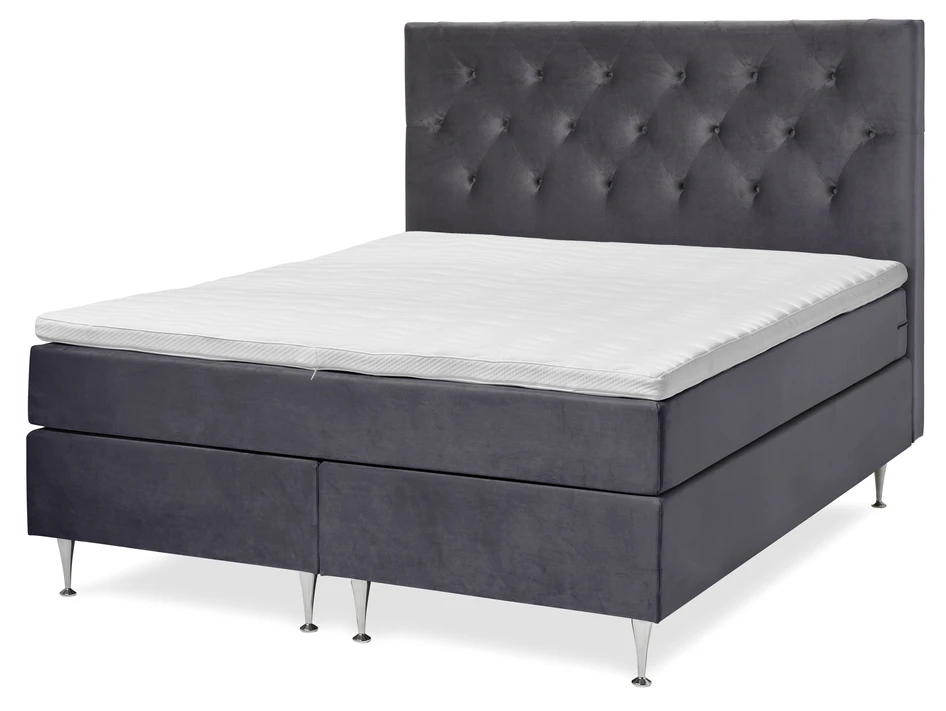 New York - Kontinentalsäng, dubbelsäng med bäddmadrass och sänggavel - Grå