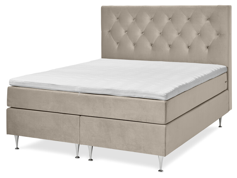 New York Supreme - Kontinentalsäng, dubbelsäng med bäddmadrass och sänggavel - Beige