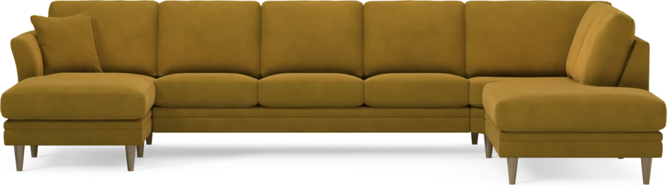 Eden - 3-sits soffa med schäslong vänster och divan höger - Gul