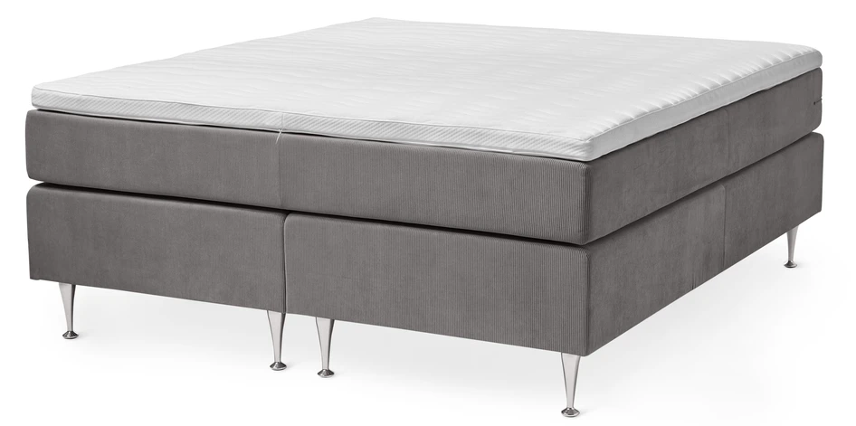 New York Supreme - Kontinentalsäng, dubbelsäng med bäddmadrass - Grå