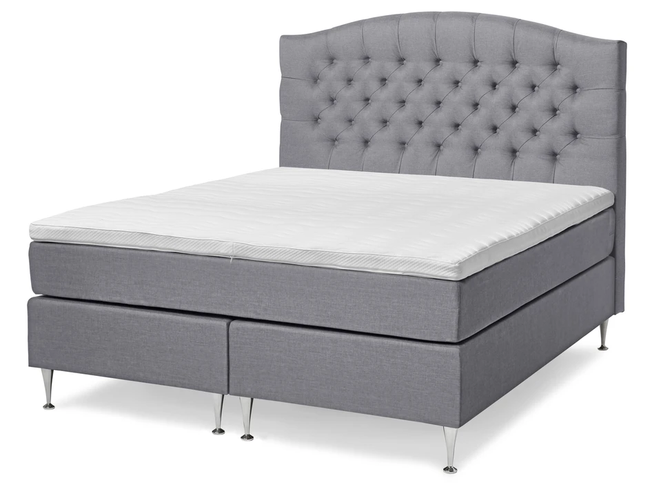 New York Supreme - Kontinentalsäng, dubbelsäng med bäddmadrass och sänggavel - Grå