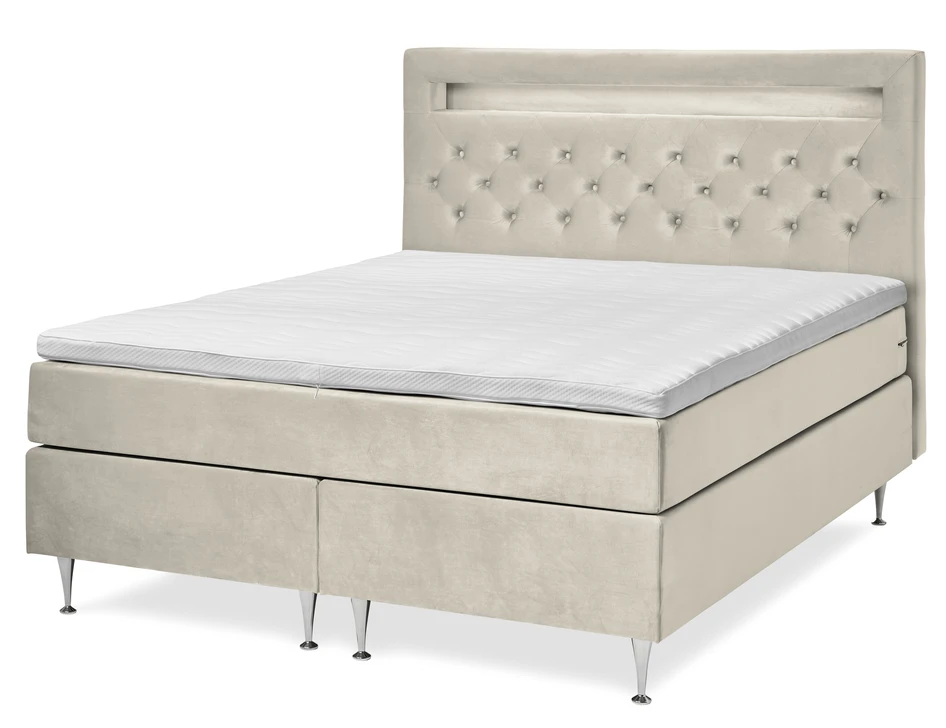New York - Kontinentalsäng, dubbelsäng med bäddmadrass och sänggavel - Beige