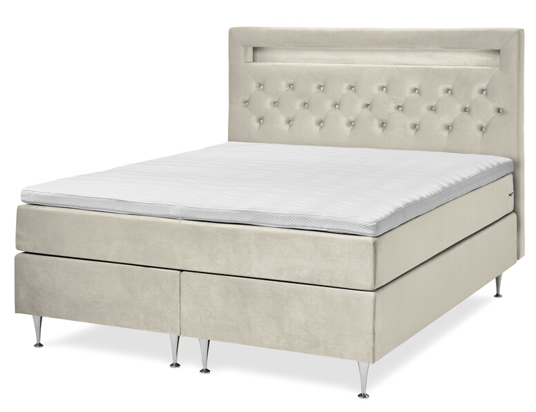 New York - Kontinentalsäng, dubbelsäng med bäddmadrass och sänggavel - Beige
