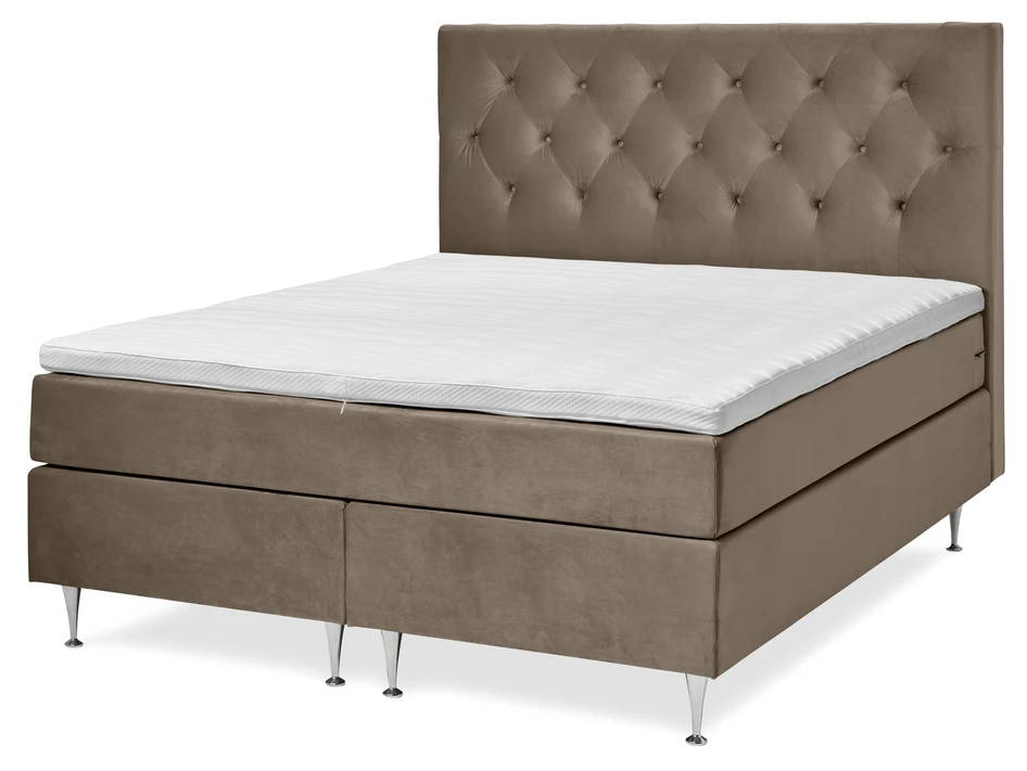 New York Supreme - Kontinentalsäng, dubbelsäng med bäddmadrass och sänggavel - Brun