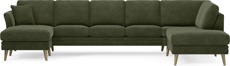 Eden - 3-sits soffa med schäslong vänster och divan höger - Grön