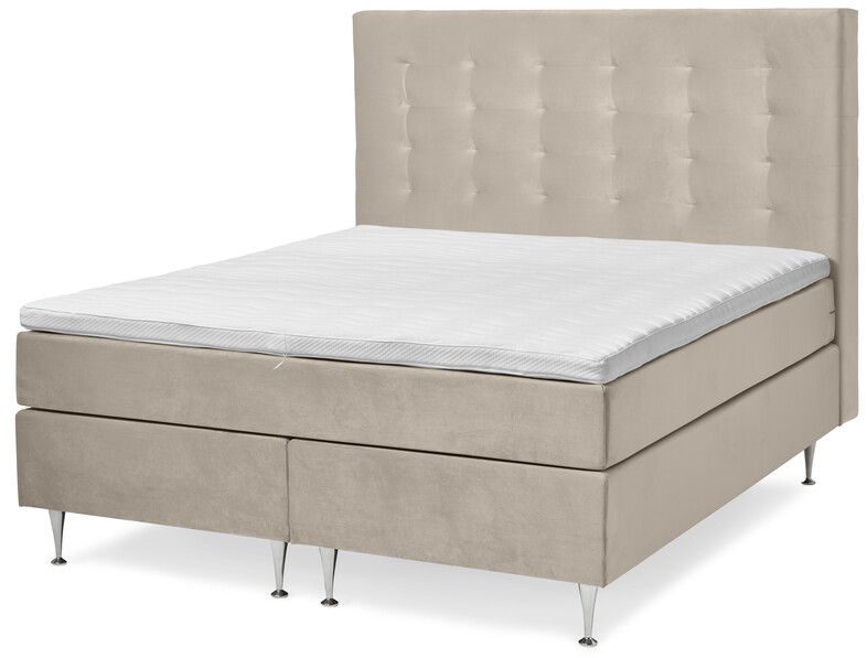 New York Supreme - Kontinentalsäng, dubbelsäng med bäddmadrass och sänggavel - Beige